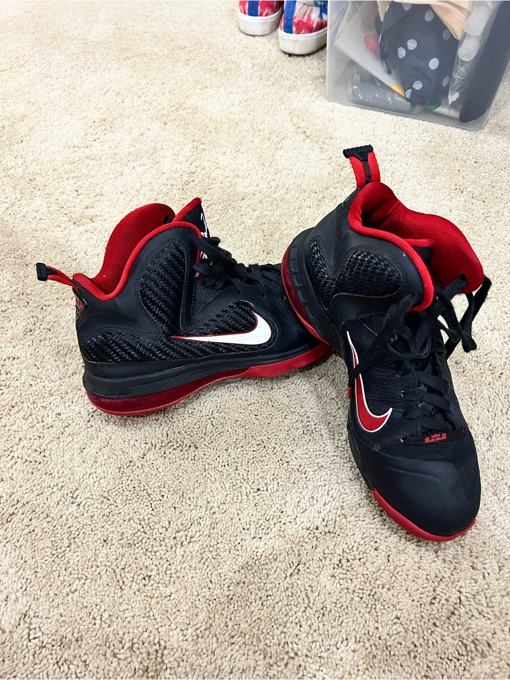 Nike LeBron 9s Black & Red High-Top Basketball Sneakers